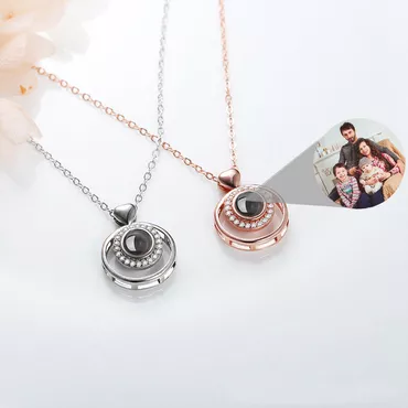 Personalized Photo Projection Necklace- Chic To Family-family Heart