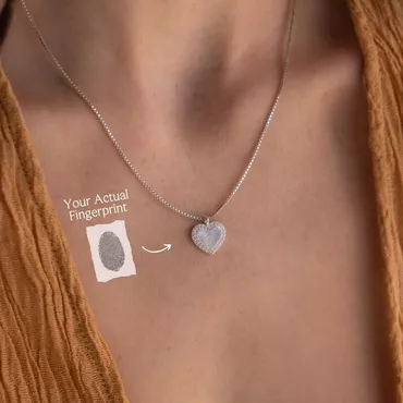 Personalized Heart Fingerprint Necklace Chic Memorial Gift