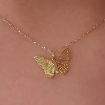 Personalized Butterfly Fingerprint Necklace Chic Memorial Gift For Loved Ones