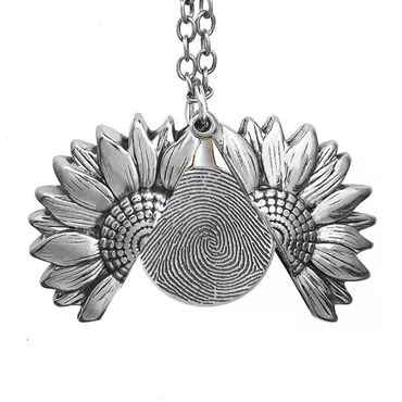 Personalized Sunflower Fingerprint Necklace Chic U0026 Chain
