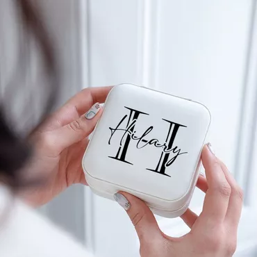 Personalized Square Jewelry Box Chic With Capital Letters And Names For Mother