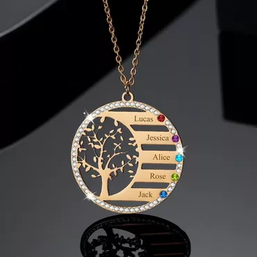 Personalized Tree Of Life Chic Birthstone Necklace Beautiful Gift For Mom