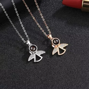 Sterling Silver Personalized Photo Chic Projection Necklace-to Women-forever Love