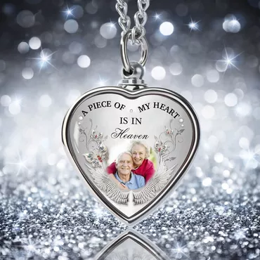 A Piece Of My Chic Heart Is In Heaven Custom Picture Urn Necklace Sincere Gift
