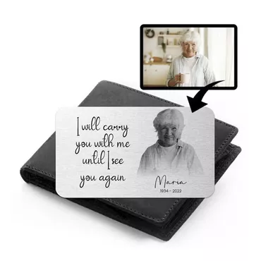 Personalized Aluminum Wallet Card Chic I'll Carry You With Me Custom Black And White Photo Keepsake Gift