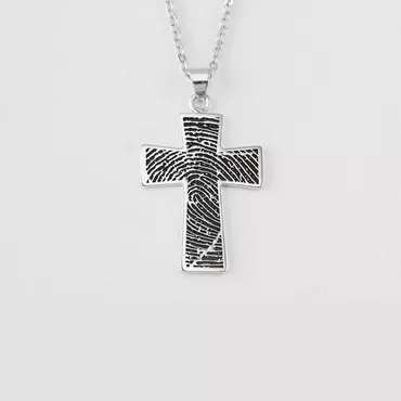 Personalized Fingerprint Jewelry Cross Chic Necklace With Engraved Text