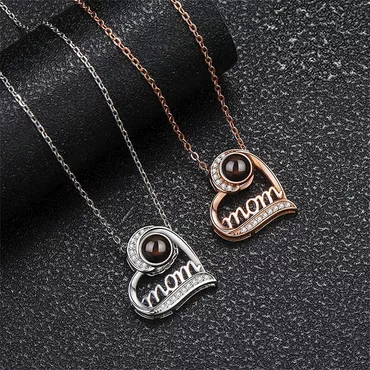 Personalized Photo Projection Mom Chic In Heart Necklace With Picture Inside