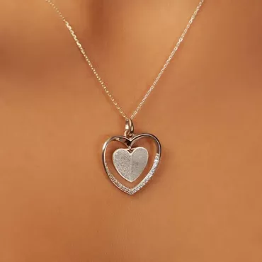 Personalized Double Heart Fingerprint Chic Necklace Memorial Gift For Loved Ones