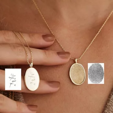 Personalized Fingerprint Necklace With Chic Handwriting Necklace Commemorative Gift For Loved Ones