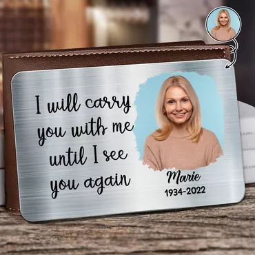 ”i Will Carry You“personalized Chic Aluminum Wallet Card Custom Photo Commemorative Gift For Loved Ones