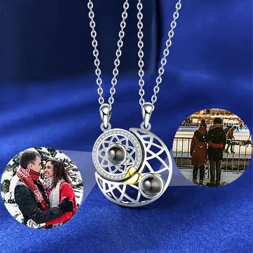 Sun U0026 Moon Couple Chic Custom Photo Projection Necklaces