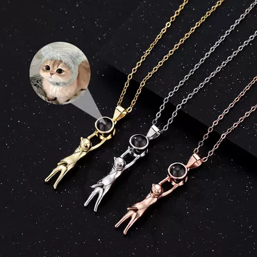 Personalized Cat Projection Picture Chic Necklace Gift For Pet Lovers