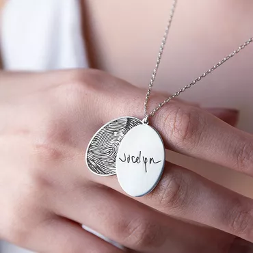 Personalized Oval Fingerprint Necklace Chic With Name Exquisite Gift For Loved Ones