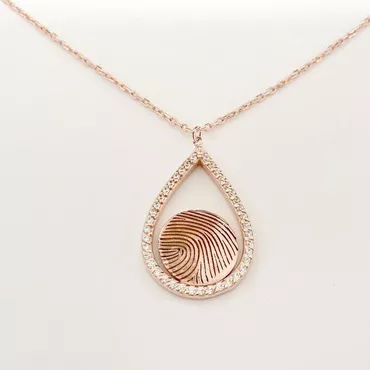 Personalized Fingerprint Necklace Engraved Chic On Diamond Drop Necklace