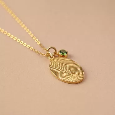 Personalised Round Fingerprint Necklace Chic With Birthstone