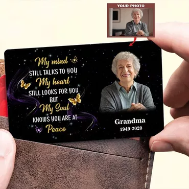 Personalized Aluminum Wallet Card Chic My Mind Still Talks To You Custom Starry Design Memorial Gift