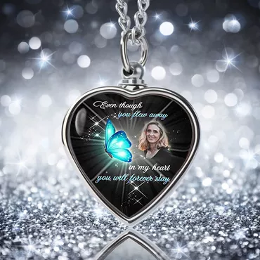 In My Heart You Chic Will Forever Stay Custom Picture Memorial Urn Necklace