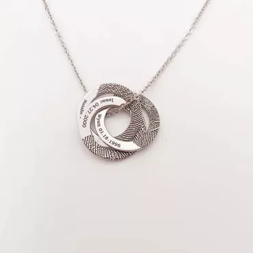 Personalised Three Circle Engraved Chic Fingerprint Necklace