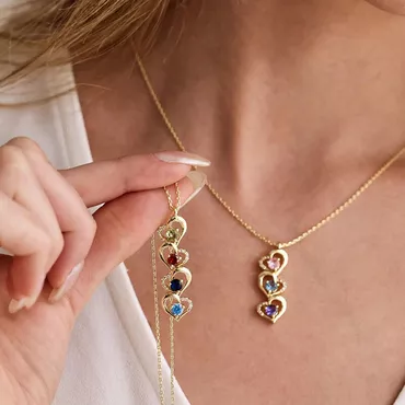 Personalized Heart Birthstone Necklace Chic Warm Gift For Family
