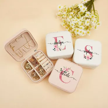 Personalized Jewelry Box With Chic Custom Name And Initials Exquisite Christmas Gift