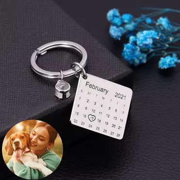 Personalized Photo Projection Calendar Chic Keychain