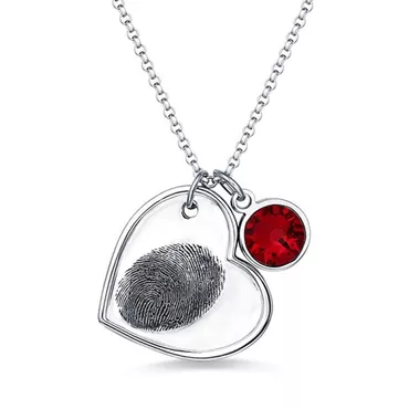 Personalized Fingerprint Heart Necklace Chic With Birthstone