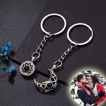 Personalized Photo Projection Matching Chic Sun U0026 Moon Keychains For Couples