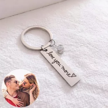 Personalized Couple Projection Photo Chic Keychain