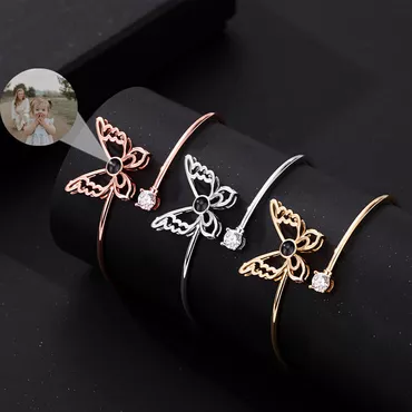 Personalized Projected Picture Bracelet Chic With Butterfly Pendant Exquisite Gift For Wife