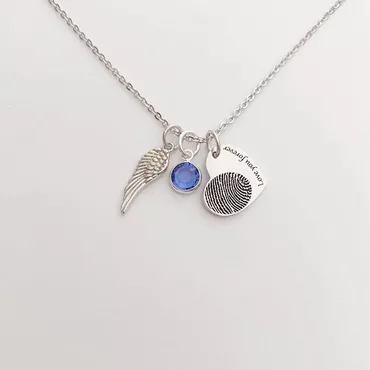 Personalised Heart Fingerprint Necklace Chic With Birthstoneu0026 Handwriting