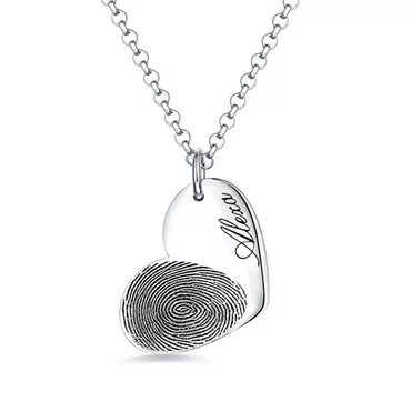 Personalized Fingerprint Heart Necklace Chic With Name