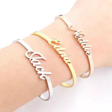 Personalized Bracelet Custom Name Chic Engraved Bangle Special Gift For Wife