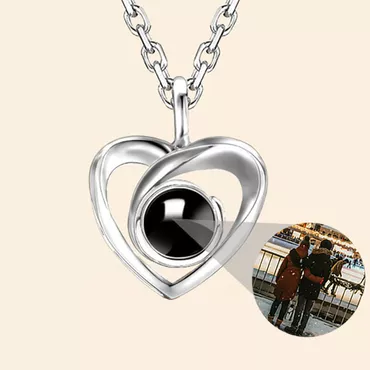 Sterling Silver Personalized Photo Chic Projection Necklace - Love Heart