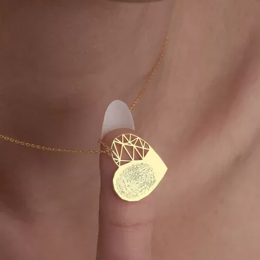 Personalized Heart-shaped Hollow Fingerprint Chic Necklace Exquisite Gift For Mother