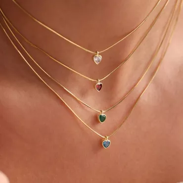 Personalized Heart Birthstone Necklace Chic Gift For Grandma