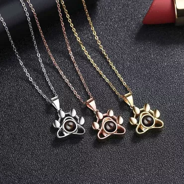 Personalized Photo Projection Necklace Chic - Pet Paw