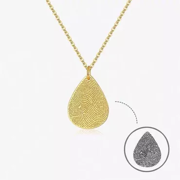 Fingerprint Necklace Tiny Teardrop Chic Fingerprint Pendant Fingerprints Jewelry