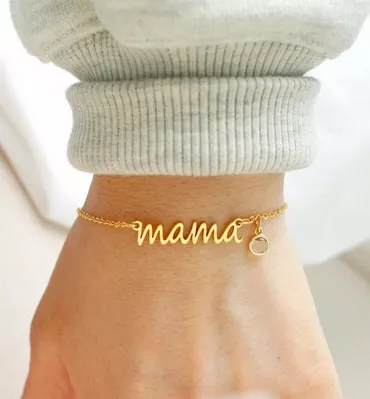 Personalized Engraved Bracelet With Chic Birthstone Great Gift For Mother's Day