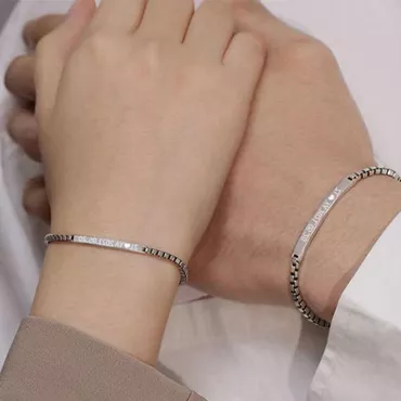 Customizable Box Chain Name Chic Bracelets Set Simple Style Gifts For Couples