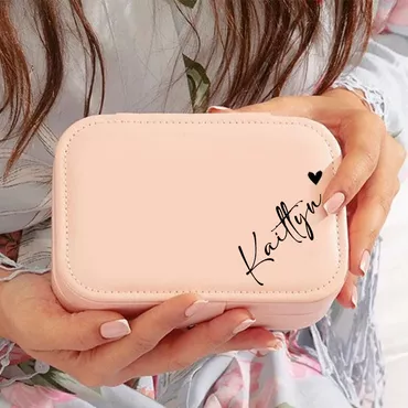 Personalized Rectangle Jewelry Box Chic With Custom Name And Heart For Mom