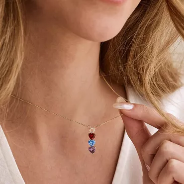 Personalized Heart Birthstone Necklace Chic Warm Gift For Family