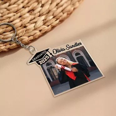 Personalized Acrylic Photo Keychain Chic Graduation Gift For Daughter
