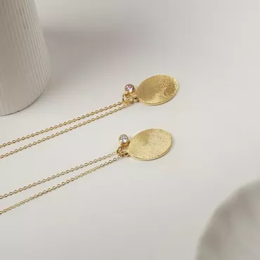Personalized Fingerprint Necklace With Chic Birthstone Simple Gift For Mother