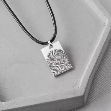 Personalized Fingerprint Jewelry Necklace Chic Engraved Your Own Text Of Leather Cord For Men