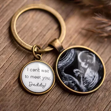 Personalized Ultrasound Photo Keychain Chic Retro Style Pregnancy Gifts For New Dad Mom