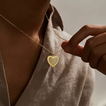 Personalized Heart Fingerprint Necklace Chic Beautiful Gift For Family