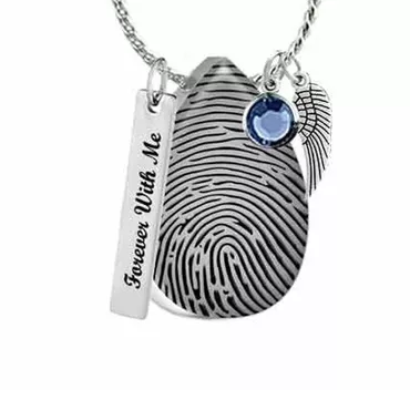 Teardrop Personalised Fingerprint Necklace Chic With Birthstone