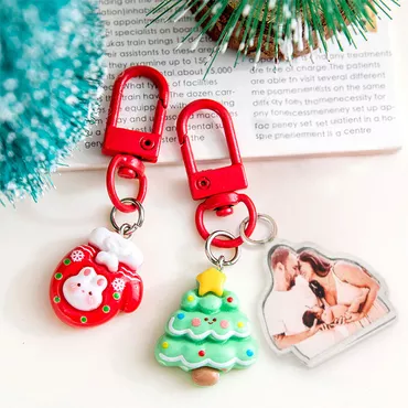 Personalized Acrylic Photo Keychain Chic With Christmas Decoration Gift