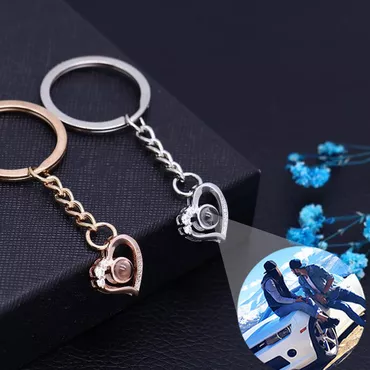 Personalized Photo Projection Keychain-my Chic Heart Will Go On