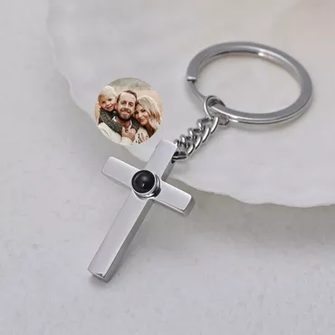 Personalized Photo Projection Keychain-concise Chic Cross